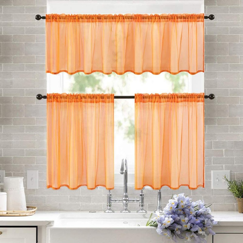MIULEE Fall Half Window Sheer Curtains Rod Pocket Semitranslucent Voile