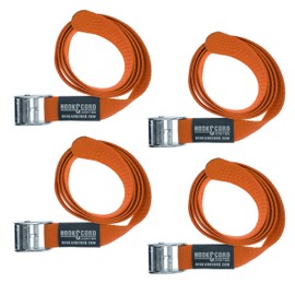 Straps & Buckles - Cinch Tie Down CAM Cargo Utility Lashing Straps - 1" Wide Heavy Duty Webbing (48" CAM - 4 PK, Orange)