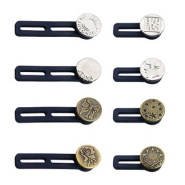 TORMEN No-Sew Button Extenders for Pants, Adjustable Waist Extender for Jeans, Comfortable Invisible Waistband for Women and Men, Easy to Use, （8 pcs）