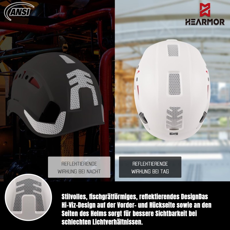 HEARMOR Construction Site Safety Helmet, EN397 Certified Adjustable ABS Safety