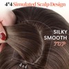 Layered Brown Blonde 4x4 Realistic Scalp Wig with Bangs for