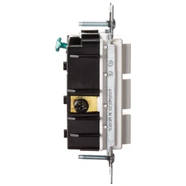 Leviton 01755-00W Apagador Triple, Grado Comercial, 15 Amp, 120 Volts, Decora, color Blanco