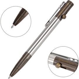 SMOOTHERPRO Bolt Action Pen Compatible with Parker Refill Stainless Steel Pen Clip for EDC Writing Tremor Parkinson Arthritic Business Gift (SP01NA2)