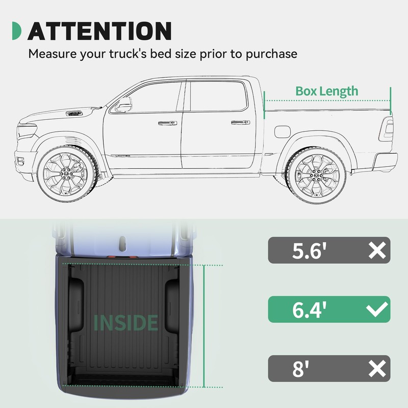 Soft Roll-Up Tonneau Cover Fit for Dodge Ram 1500 2019-2024