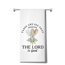 JNIAP Christian Kitchen Towel Christian Kitchen Gifts Bible Verse Gift Taste and See That The Lord is Good Dish Towel (The Lord kt)