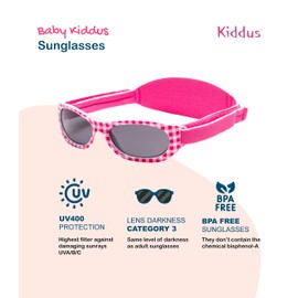 Kiddus Baby Sunglasses for Boys and Girls Aged 0 Months to 2 Years, 100% UV Protection, Super Comfortable with Adjustable, Soft Strap The ideal baby gift. -