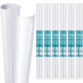 Tatuo Clear Adhesive Book Cover 13.5" x 5' Clear Contact Paper Roll Clear Adhesive Book Protector Clear Self Adhesive Protective Liner for Books Files Documents (6 Rolls)