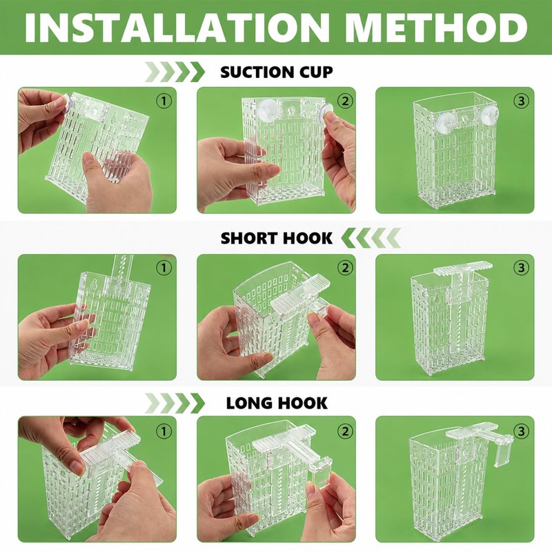 4 Pcs Hanging Aquarium Plant Holder with Feeders, Adjustable Height