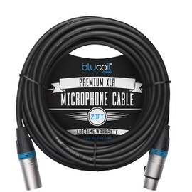 Blucoil Audio 20-FT Balanced XLR Cable with 24 AWG Copper Wire and PVC Jacket - 3-Pin Male to Female Microphone Cord for Audio Interfaces, Mixers, Preamps, and Recorders