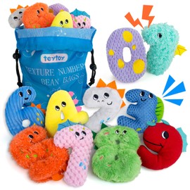 teytoy Texture Sensory Bean Bags Toys for Autism, 10 Fidget Sensory Number Toys with Storage Bag, Develop Fine Motor & Sensory Play for Baby Boys Girls Special Needs Developmental Toys