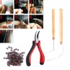 Filfeel 100PCS Silicone Beads Hair Extension Micro Rings + Hook