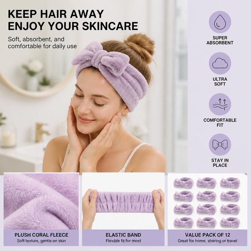 Spa Headband And Hair Ties Set - Bow Headband -