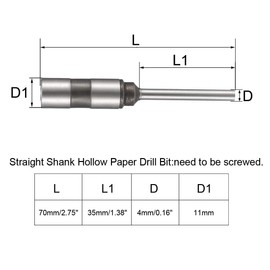 sourcing map 4mm Paper Punch Drill, Straight Shank Hollow Bit Tool, for Hole Puncher Punching Machine