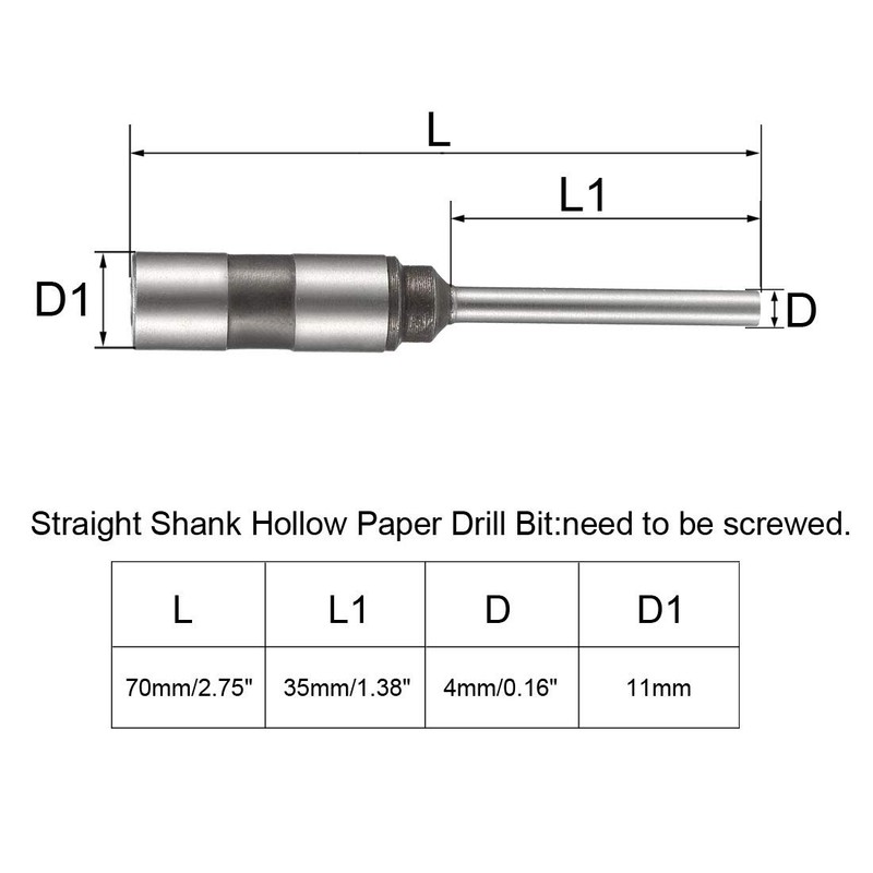 sourcing map 4mm Paper Punch Drill, Straight Shank Hollow Bit