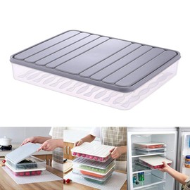 Naranqa Food Storage Containers 11.02×8.85×1.81" Vegetable Organizer 98-oz with Lid Clear Fridge Crisper Keep Food Fresh BPA Free Kitchen Organizer Bins (2 x Grey-Large)