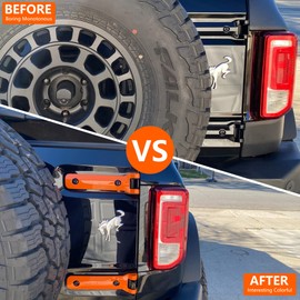 RERPRO Tailgate Hinge Cover Trim for Ford Bronco 2 Door 4 Door 2021 2022 2023 2024 Rear Door Hinge Liftgate Trim Exterior Decoration Accessories Spare Tire Hinge Bracket Cover, 1 Pair Orange