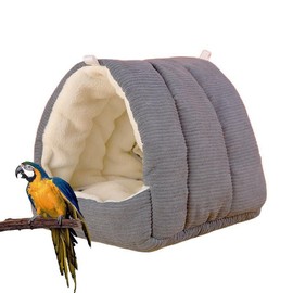 Hoopttay Bird Bed for Cage Winter Warm Bird Bed with Soft Plush Hanging Hammock & Hut Tent, Hideaway Sleeping Nest for Budgies, Parakeets, Cockatiels (Grey, S)