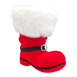 Idena 30538 Christmas Boots Approx. 13 x 9 x 14.5 cm Red Flocked Christmas Boots with Buckle and Fur Trim as Christmas Decoration or Gift Packaging
