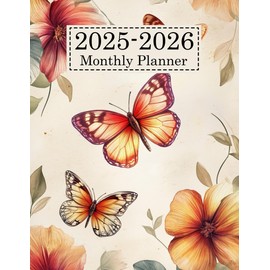 2025-2026 Monthly Planner: Achieve Your Goals with Our Clear and Easy-to-Read Large Vintage Butterfly & Floral Two 2 Year Agenda Organizer