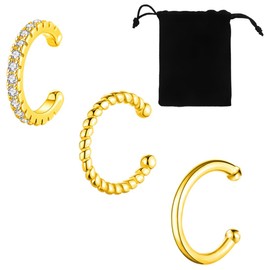 AFCJLTO Set of 3 Earrings for Women Ear Cuff for Women Cuff Earrings with Clip Vintage Thick Round Huggie Hypoallergenic Fake Ear Cuff Girls Gifts, Gifts for Valentine's Day