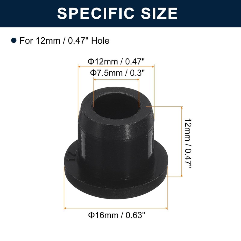 6 Pieces Black Plug Holes, H12 Waterproof Rubber Button Plug