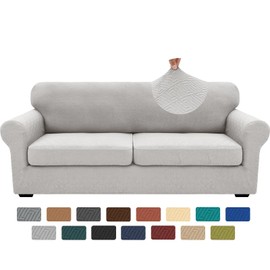 XINEAGE 2025 New 3 Pieces Couch Covers for 2 Extra Large Cushion Sofa Super Stretch Sofa Cover for 2 Large Seat Universal Loveseat Slip Cover for Living Room (Silver Grey), 71"-91"(2 Cushions)