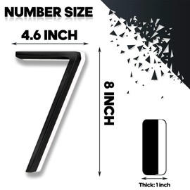 Backlit LED Home Address Numbers, 8 Inch House Numbers, Stainless Steel Hand-Polished Waterproof for House Address Signs, Lighted House Numbers for Outside Modern, Low-Voltage, Yard, Shop (7, Black)