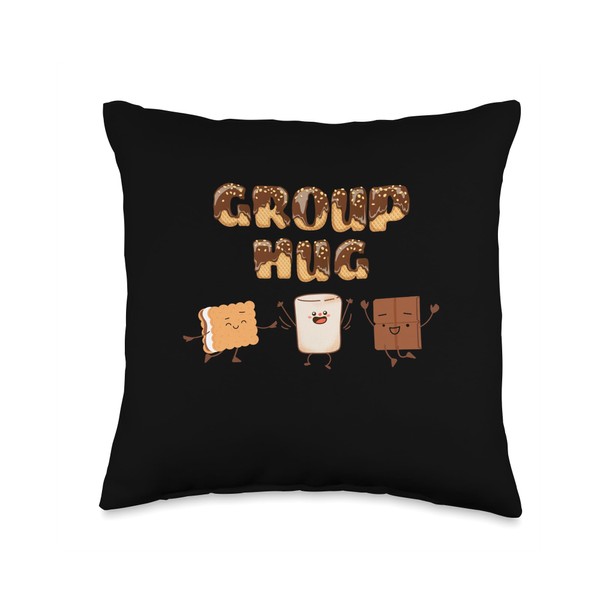 Group Hug S'mores Campfire Marshmallow Chocolate Smores Throw Pillow