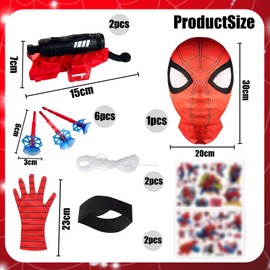TKGEOUE Spider Launcher Glove Wrist Toy Set Hero Gloves Toy Hero Launcher for Cosplay Glove Funny Educational Toy with Kids Mask Kids Gift