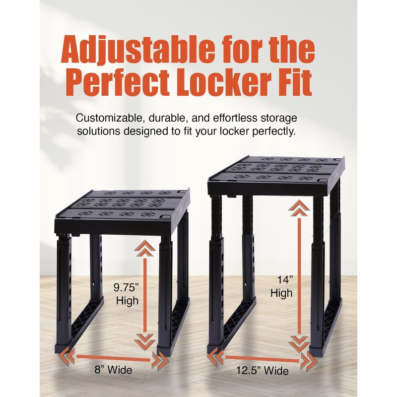 Piffny Locker Organizer Shelf, Adjustable Width and Height, Stackable, 2