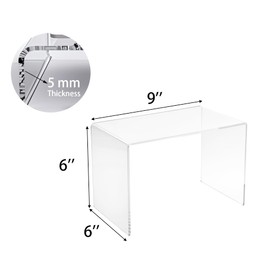 CLAY TONIC 1-Pack 9x6x6'' Large Clear 5mm Thickness Acrylic Display Risers for Kitchen Organizer and Storage,Display Food, Pantry Cabinet Shelf, Retail Display (1, 9x6x6 Inch)