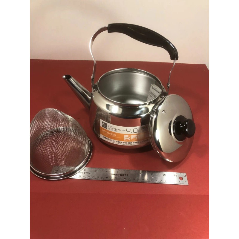 Frette Tea Kettle Stovetop Teakettle Classic Stainless Steel 4 Liter