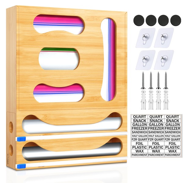 YITOBA Thicker Bag Storage Organizer, Bamboo Baggie Organizer with Aluminum