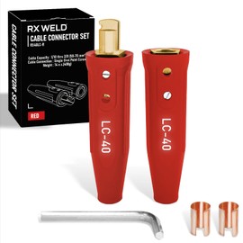 RX WELD LC40 Cable Connector Set, Includes Black Male and Female for Cable Capacity: 1/0 Thru 2/0 (50-70mm²)-Red