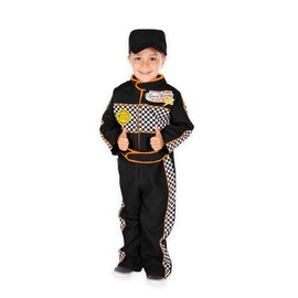 PRETEND TO BEE Racing Driver Dress Up Costume for Kids, Black Racing Cap and Suit, 2-3 Years