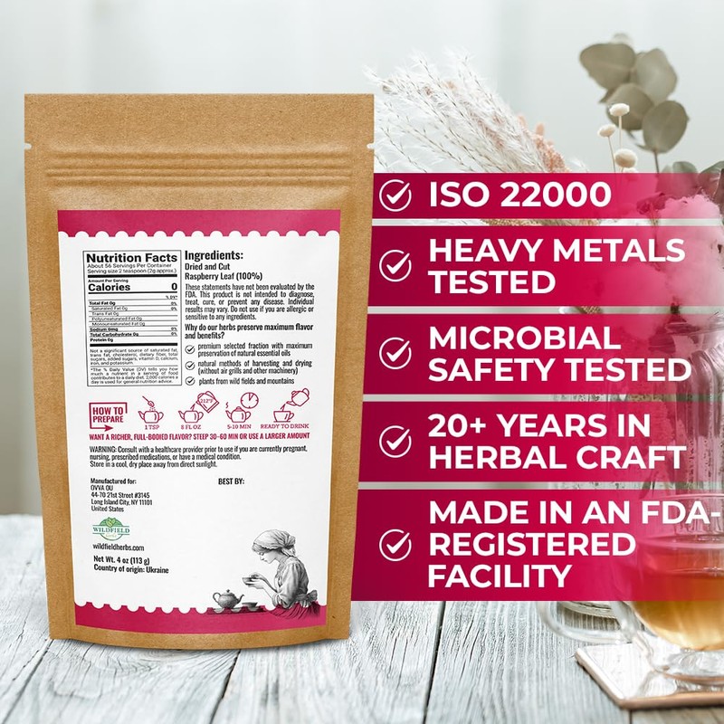4 oz. Raspberry Leaf Tea Rasberry Leaf Herbs (Rubus Idaeus