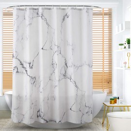 Alumuk Fabric Shower Curtain Waterproof Shower Curtain with Reinforced Hem Washable Textile Shower Curtain Various Sizes Polyester Marble, 150 x 180 cm
