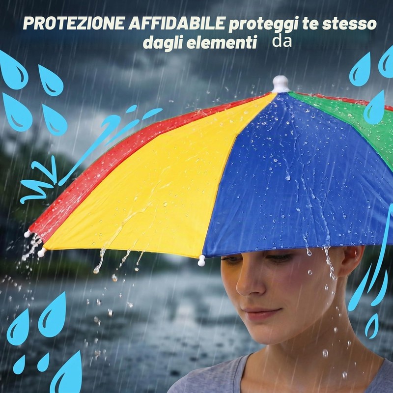 KOQAIIZ Cappello Ombrello da Testa Mani Libere, Protezione Solare e