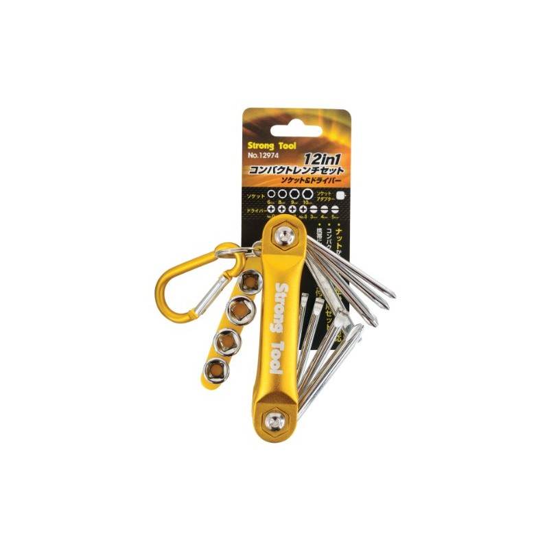 Ichinen Access Strong Tool Screwdriver 12-in-1 Compact Wrench Set Socket