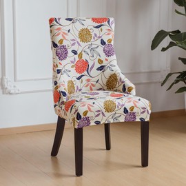 FORCHEER Wingback Dining Chair Covers Set of 2 Floral Stretch Wing Back Chair Slipcover with Arms Low Side Washable