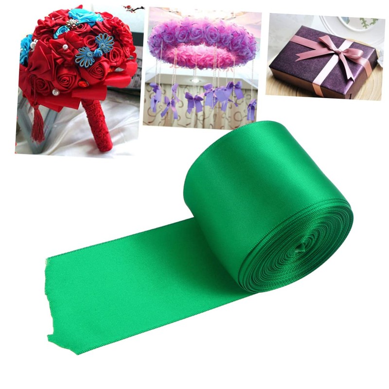 TEHAUX 1Roll Double Sided Satin Ribbon Green for Wedding Decorations