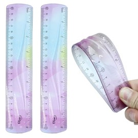 Hitefu 2 Pcs Plastic Flexible Ruler, 8 Inch Colorful Bendable Ruler Shatterproof Straight Edge, for School Classroom, Office, Students & Adults (20 cm)
