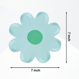 Quaocens 60 PCS Daisy Paper Plates,7 Inch Disposable Paper Placemats Paper Plates Party Daisy Plates Food Tray Tableware Can Be Used for Birthday Parties, Wedding Picnics Baby Shower（Light Blue）