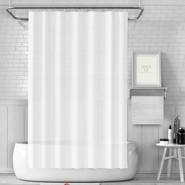 White Bath Curtain Liner with 3 Magnets, Thickened Water Proof Quick Drying Shower Curtain Set with 12 White Hooks, Plastic Shower Liner for Bathroom, 71x79inch