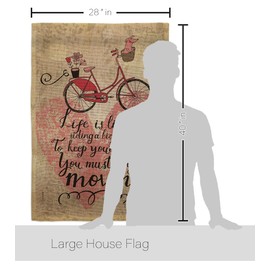 Angeleno Heritage Must Keep Moving Burlap House Flag 2 pcs Pack Sports Cycling Ride Bicycle Bike Velo Entertainment Activity Physical Decoration Banner Small Garden Yard Gift Double-Sided, Made In USA
