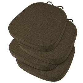 OVOV 14x14 Chair Cushions for Metal Dining Chairs Set of 4 Non Slip Thick Textured Chair Pads for Dining Chairs with Ties and Removable Cover (4, Khaki)