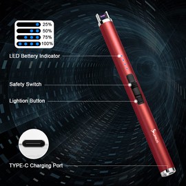 SUPRUS Lighter Candle Lighter Electric Lighter USB Lighter Safety Switch Rechargeable Flameless Plasma Windproof Pocket Size 1 Count (Pack of 3)