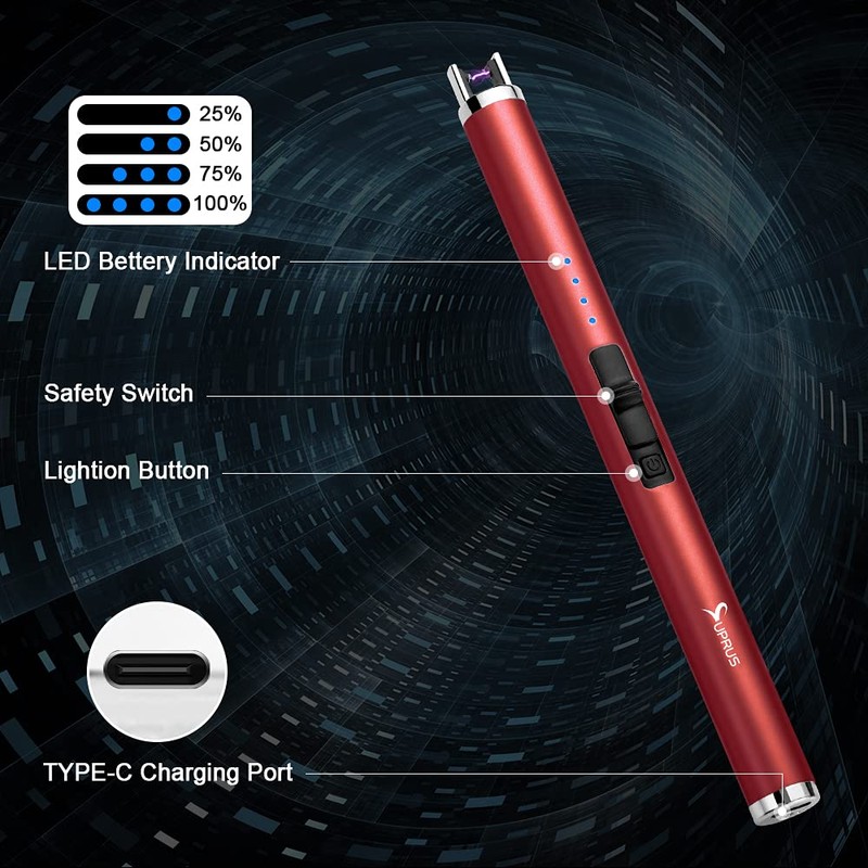 SUPRUS Lighter Candle Lighter Electric Lighter USB Lighter Safety Switch
