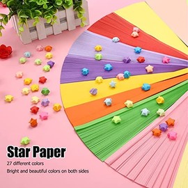 2700 tiras de papel con forma de estrella – 27 colores, papel plegable de doble cara para manualidades, proyectos escolares y celebraciones