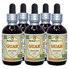 Guar (Cyamopsis tetragonoloba) Tincture, Organic Gum Liquid Extract (Brand name: HerbalTerra, Proudly made in USA) 5x2 fl.oz (5x60 ml)